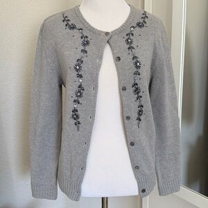 Nanashi 100% Wool Gray Embellished Cardigan